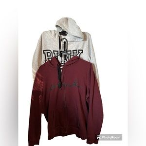 Two pink hoodies